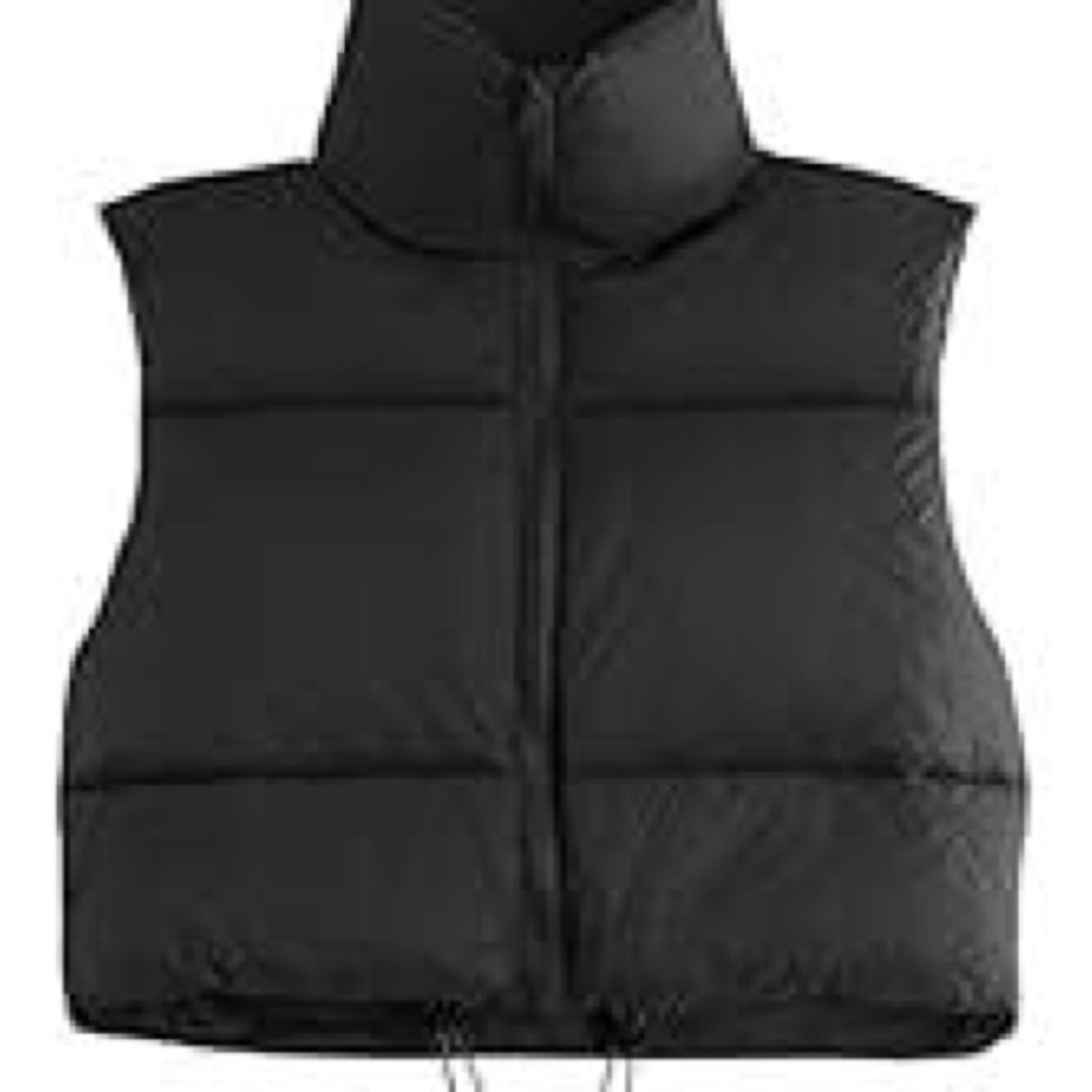 Black Puffer Vest - Sleeveless Quilted Zip Front